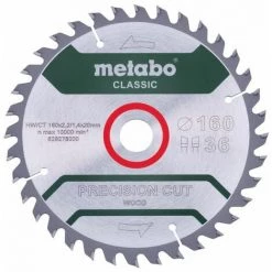 Metabo Lame De Scie 'Precision Cut Wood - Classic', 160x20 Z36 WZ 10° - 628278000