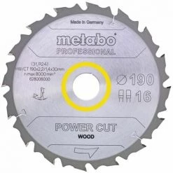 Metabo Lame De Scie "Power Cut Wood - Professional", 165x2,0/1,2x20 Z14 FZ/FA 10° - 628292000