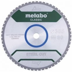 Metabo Lame De Scie "Steel Cut - Classic", 305x2,6/2,2x25,4 Z60 FZFA/FZFA 4° - 628668000
