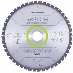 Metabo Lame De Scie 'Cordless Cut Wood - Professional', 216x30 Z48 WZ 5°neg - 628445000