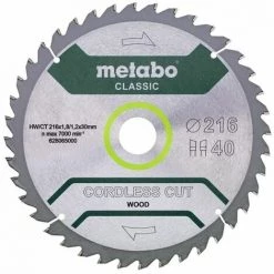 Metabo Lame De Scie 'Cordless Cut Wood - Classic', 216x30 Z28 WZ 5° /B - 628665000