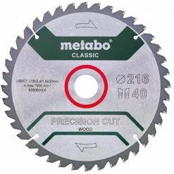 Metabo Lame De Scie "Precision Cut - Classic", 216x2,4/1,6x30 Z30 WZ 22° - 628653000