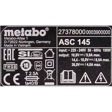Metabo ASC 145 AIR COOLED Chargeur 12-36V ( 627378000 ) 6 Metabo ASC 145 AIR COOLED Chargeur 12-36V ( 627378000 ) – Image 4