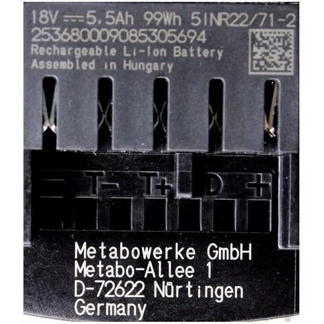 Metabo LiHD 18 V 5,5 Ah Li-Ion Batterie ( 625368000 ) - System CAS 6 Metabo LiHD 18 V 5,5 Ah Li-Ion Batterie ( 625368000 ) - System CAS – Image 4