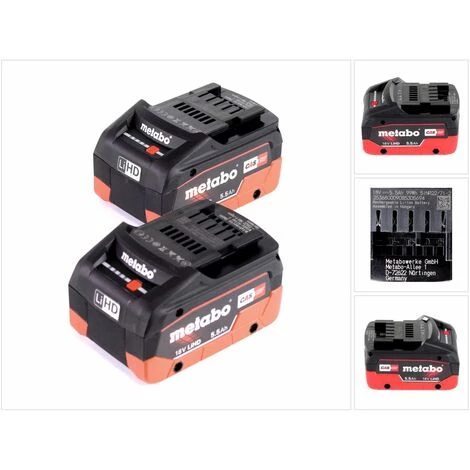 Metabo Set 18V - 2x Batteries LiHD 5,5Ah ( 625368000 ) 4 Metabo Set 18V - 2x Batteries LiHD 5,5Ah ( 625368000 ) – Image 2