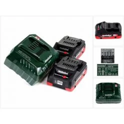 Metabo Basis Set 18V - 2x Batteries LiHD 4,0Ah ( 625367000 ) + Chargeur ASC 55 ( 627044000 )