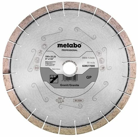 Metabo Meule De Tronçonnage Diamantée 230x22,23mm, « GP », Granit « Professional » - 628577000 3 Metabo Meule De Tronçonnage Diamantée 230x22,23mm, « GP », Granit « Professional » - 628577000