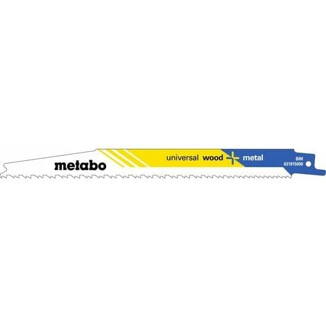 Metabo 5 Lames De Scie Sabre « Universal Wood + Metal » 200 X 1,25 Mm, BiM, Progressives - 631915000 3 Metabo 5 Lames De Scie Sabre « Universal Wood + Metal » 200 X 1,25 Mm, BiM, Progressives - 631915000