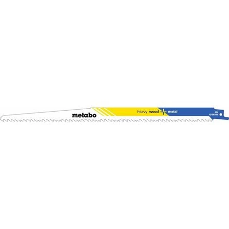 Metabo 5 Lames De Scie Sabre « Heavy Wood + Metal » 300 X 1,25 Mm, BiM, 3,2-5,1 Mm/ 5-8 TPI - 631987000 3 Metabo 5 Lames De Scie Sabre « Heavy Wood + Metal » 300 X 1,25 Mm, BiM, 3,2-5,1 Mm/ 5-8 TPI - 631987000
