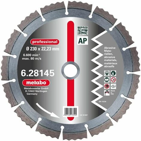 Metabo Meule De Tronçonnage Diamantée, 150 X 2,15 X 22,23 Mm, "professional", "AP", Abrasive - 628143000 3 Metabo Meule De Tronçonnage Diamantée, 150 X 2,15 X 22,23 Mm, "professional", "AP", Abrasive - 628143000