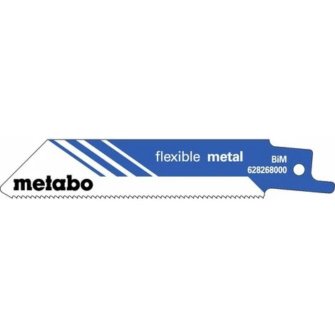 Metabo 5 Lames De Scie Sabre « Flexible Metal » 100 X 0,9 Mm, BiM, 1,41 Mm/ 18 TPI - 628268000 3 Metabo 5 Lames De Scie Sabre « Flexible Metal » 100 X 0,9 Mm, BiM, 1,41 Mm/ 18 TPI - 628268000