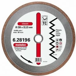 Metabo Meule De Tronçonnage Diamantée, 230 X 1,7 X 22,23 Mm, "classic", "TC", Carrelage - 628196000