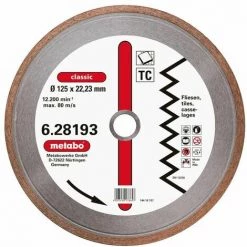 Metabo Meule De Tronçonnage Diamantée, 125 X 1,7 X 22,23 Mm, "classic", "TC", Carrelage - 628193000