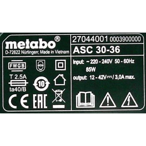 Metabo ASC 30-36 V AIR COOLED Chargeur 14,4-36V ( 627044000 ) 5 Metabo ASC 30-36 V AIR COOLED Chargeur 14,4-36V ( 627044000 ) – Image 3