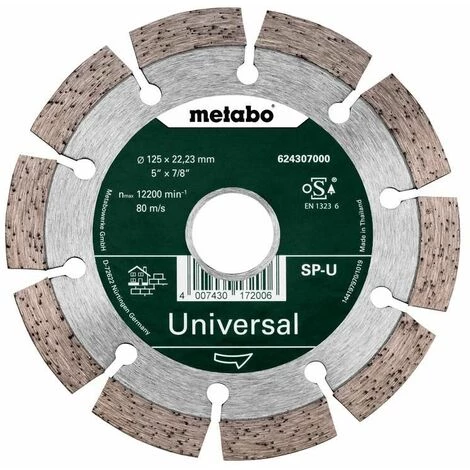 Metabo Meule De Tronçonnage Diamantée 125x22,23mm, « SP-U », Universal « SP », Blister - 624296000 3 Metabo Meule De Tronçonnage Diamantée 125x22,23mm, « SP-U », Universal « SP », Blister - 624296000
