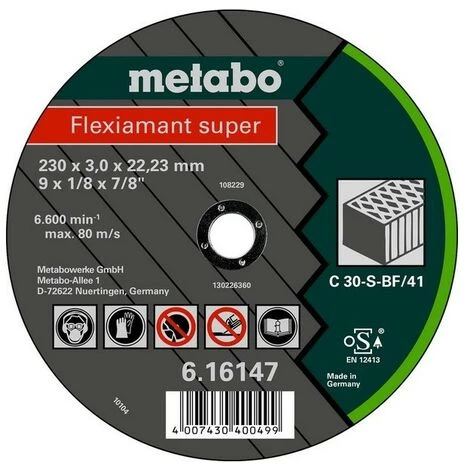METABO 616312000 - Flexiamant Super C30-S Meuleu E Angulaire éparation Di Que Pour Pierre 125x25x2223mm (25 Ud Conteneur) 3 METABO 616312000 - Flexiamant Super C30-S Meuleu E Angulaire éparation Di Que Pour Pierre 125x25x2223mm (25 Ud Conteneur)