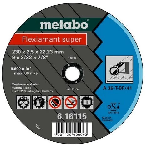 METABO 616104000 - Flexiamant Super A36-T Meuleu E Angulaire éparation Di Que Pourle Métal 115x3x2223mm (25 Ud Conteneur) 3 METABO 616104000 - Flexiamant Super A36-T Meuleu E Angulaire éparation Di Que Pourle Métal 115x3x2223mm (25 Ud Conteneur)
