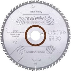 Metabo LAMINATE CUT PROFESSIONAL 628442000 Lame De Scie Circulaire 216 X 30 X 1.8 Mm Nombre De Dents: 60 1 Pc(s)