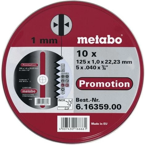 Set De Disques à Tronçonner En Inox Metabo 616359000 Ø 125 Mm 10 Pc(s) 3 Set De Disques à Tronçonner En Inox Metabo 616359000 Ø 125 Mm 10 Pc(s)