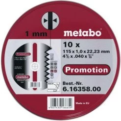 Set De Disques à Tronçonner En Inox Metabo 616358000 Ø 115 Mm 10 Pc(s)
