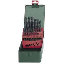 Metabo 627152000 HSS Jeu De Forets Pour Le Métal 25 Pièces Laminé Au Rouleau DIN 338 Tige Cylindrique 1 Set