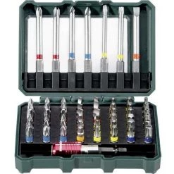 Metabo Promotion 626702000 Jeu Dembouts 56 Pièces Vis à Fente, Cruciforme Phillips, Vis Pozidriv, 6 Pans Intérieurs, 6