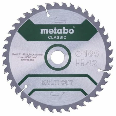 METABO Lame De Scie "coupe Multiple - Classique", 165x2,2/1,4x20 Z42 FZ/TZ 5° (628280000) 3 METABO Lame De Scie "coupe Multiple - Classique", 165x2,2/1,4x20 Z42 FZ/TZ 5° (628280000)