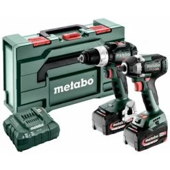 METABO Machines à Batterie Combo Set 2.9.3 18 V | SSW 18 LT 300 BL | BS 18 LT BL | 2x Batterie 5.2 AH | Chargeur Comme
