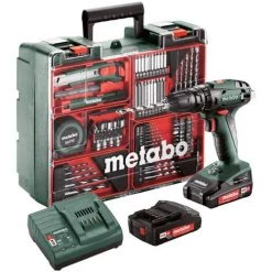 Metabo Perceuse à Percussion Sans Fil SB 18 Set, 18V 2x2Ah Li-Ion, Chargeur SC 30, Coffret, Atelier Mobile - 602245880