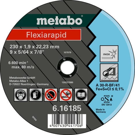 Metabo Meules De Tronçonnage Flexiarapid 150x1,6x22,2 Acier Inoxydable 3 Metabo Meules De Tronçonnage Flexiarapid 150x1,6x22,2 Acier Inoxydable