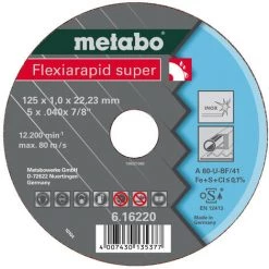 Metabo Meules De Tronçonnage Flexiarapid Super 180x1,6x22,2 Acier Inoxydable