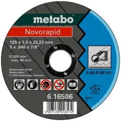 Metabo Meules De Tronçonnage Novorapid 125x1,0x22,23 Acier