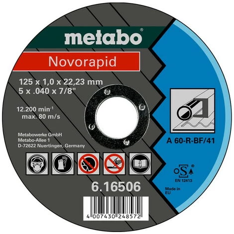 Metabo Meules De Tronçonnage Novorapid 125x1,0x22,23 Acier 3 Metabo Meules De Tronçonnage Novorapid 125x1,0x22,23 Acier
