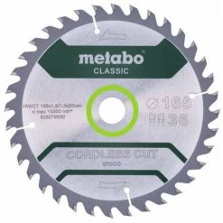 Metabo Lame Classic "Cordless Cut Wood" HW/CT 165x20, 36 WZ 15° Pour Scie Circulaire