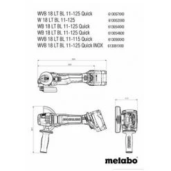 Meuleuse Dangle Sans Fil Metabo WVB 18 LT BL 11-125 613091850 125 Mm 18 V -Metabo Soldes 67432606 4