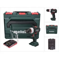 Metabo SB 18 LT BL Perceuse-visseuse à Percussion Sans Fil 75 Nm 18 V Brushless + Coffret MetaBOX + Set D'embouts, 32 Pcs. - Sans Batterie, Sans Chargeur